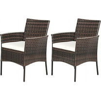 Wubio Set of 2 Patio Dining Chairs Outdoor PE Wicker Chairs with Soft Cushions, All-Weather Rattan Chairs for Garden Backyard Lawn Poolside Balcony