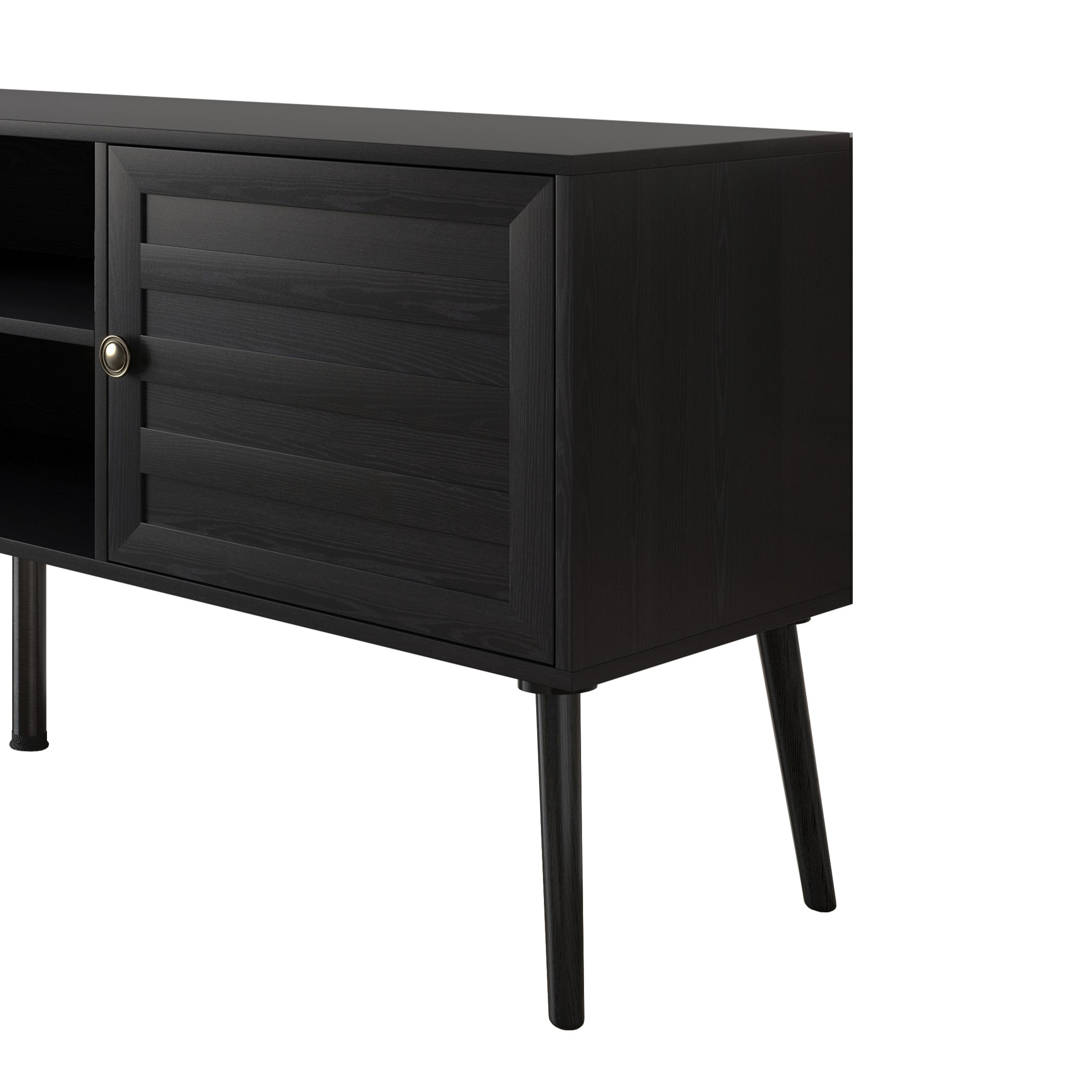 Home Design Dixon 63" TV Stand with Spacious Storage Compartments and Open Shelves, Modern Vintage Design for Living Room, Black
