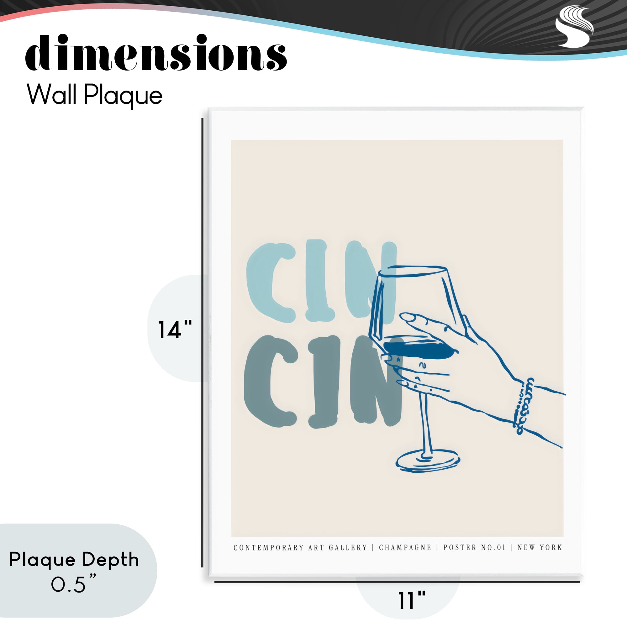 Stupell Industries Cin Cin Blue Champagne Toast Wall Plaque Art, design by The Prints Vibe