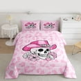 thumbnail image 2 of jejeloiu Gothic Skeleton Full Size Comforter Sets,Pink Leopard Print Bedding Sets For Girls Reversible 3 Pieces, 2 of 8