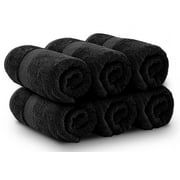 White Classic Hotel Collection Luxury Soft Cotton Hand Towels, Black, 16 x 30, 6 Pack