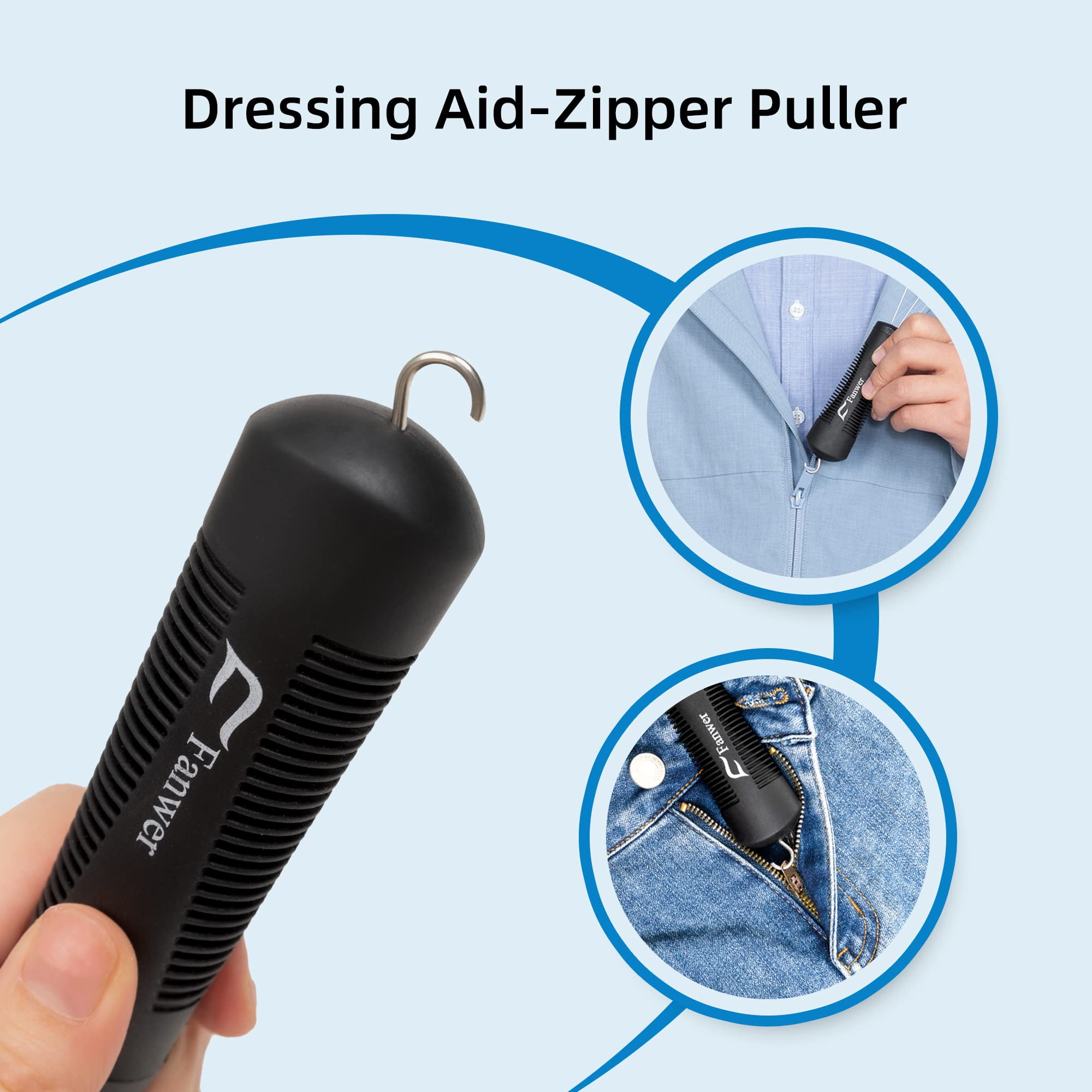 Button Hook with Zipper Pull Button Assist Device Button Hook Dressing Aid  with Comfort Wide Grip, Shirt Coat Buttoning Aid Ideal for Limited