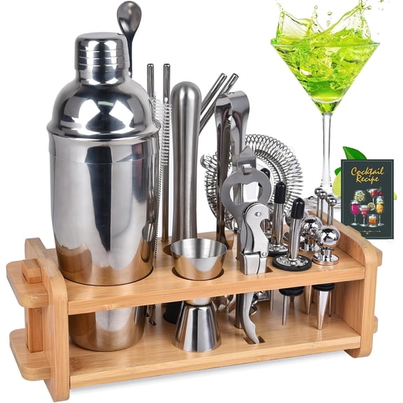 30pcs Mixology Bartender Kit with Stand, 25oz Bar Set Cocktail Shaker Set, Professional Bartending Kit Home Bar Tools Set Bar Accessories