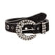 thumbnail image 3 of Cinturón de piel sintética con diamantes de imitación y hebilla de pasador para mujer, accesorio de vestuario. Negro, 3 of 9