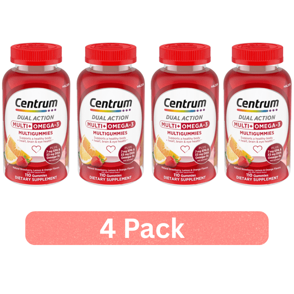 (4 Pack) Centrum Multigummies Adult Gummy Vitamins, Multivitamin With Vitamin B, C & E, Assorted Fruit, 110 Count