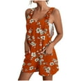 thumbnail image 2 of RKSTN Short Jumpsuits for Women Floral Rompers for Women Oversized Sleeveless Crew Neck Summer Vacation Outfits for Women with Pockets (Orange ,S), 2 of 5