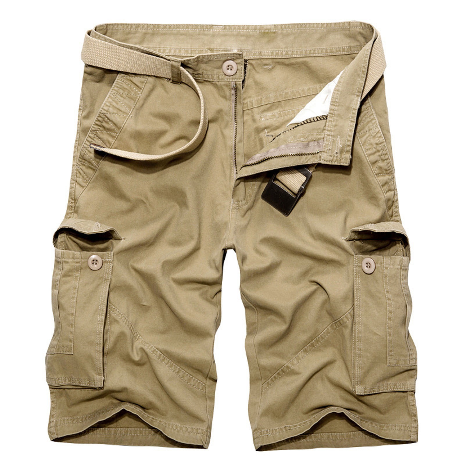 Mens Summer Pure Cotton Multi-Pocket Overalls Shorts Fashion Pant