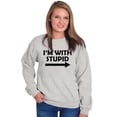 thumbnail image 3 of I'm With Stupid Best Friend BFF Goals Unisex Plus Fleece Graphic Sweatshirt Brisco Brands 5X, 3 of 5