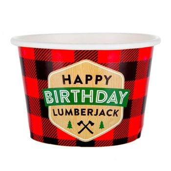 Happy Birthday Lumberjack Buffalo Check Snack Cups Outdoors Party Supplies 12 (Best Birthday Snacks For School)