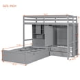 thumbnail image 2 of Harper & Bright Designs Twin Size Bunk Bed with Hydraulic Bed and Wardrobe, Wooden Bunkbed with 6 Drawers & Storage Shelves, Full-Length Guard Rail, Gray, 2 of 15