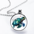thumbnail image 2 of Turtle Women's Circular Glass Pendant Necklace Jewelry, 2 of 5