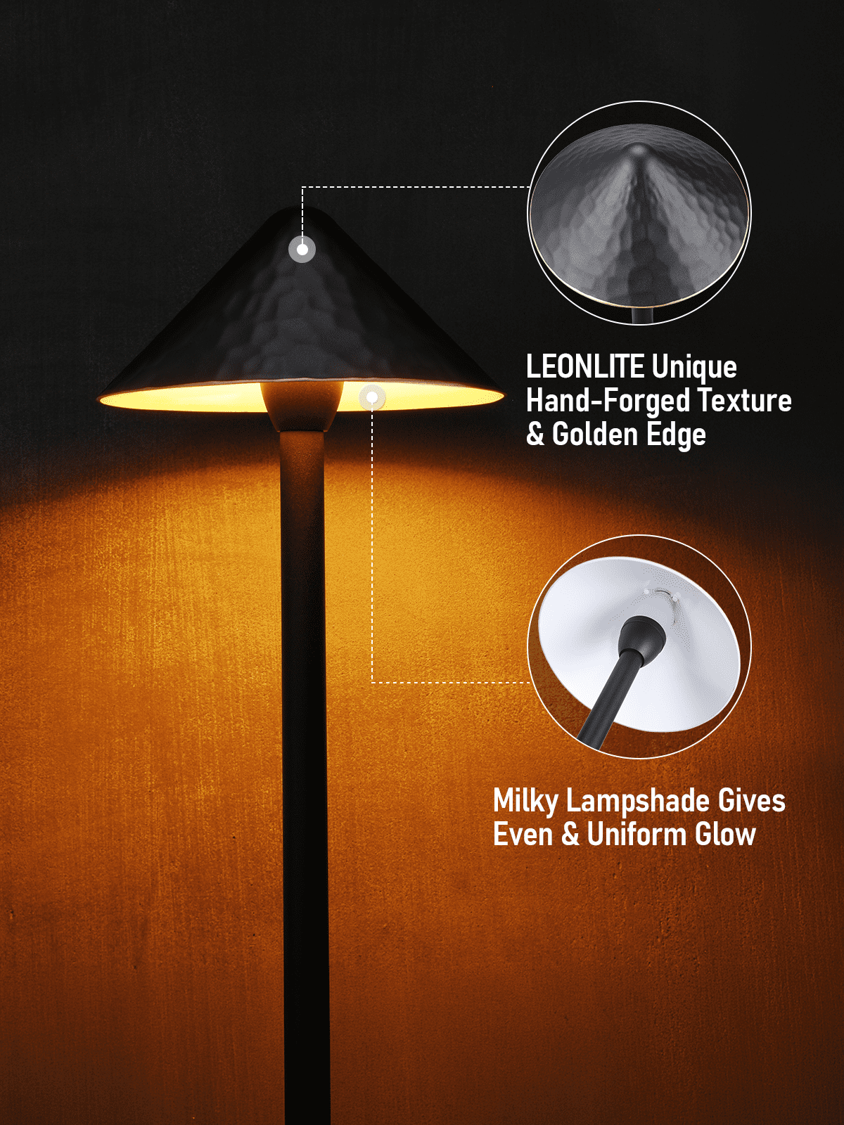4 Pack 12-24V AC/DC 3W LED Landscape Lights, IP65 Waterproof Pathway Lights, CRI90, ETL Certified, Gold Edged Black Aluminum Housing, 1800K/2700K/3000K/4000K/5000K Selectable