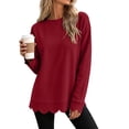 thumbnail image 3 of Women's Long Sleeve Tops Zeliretfy Womens Oversized Crewneck Sweatshirts Scalloped Casual Pullover Tops Long Sleeve Relaxed Loose Fit Lightweight Loungewear Athletic Daily Trendy Fall Outfits, 3 of 8