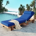 thumbnail image 5 of 78.8'' Outdoor Patio Chaise Lounge Chair, Acacia Wood Adjustable Recliner with Headrest and Retractable Side Tray, 3-Position Backrest, 400 lbs Capacity for Poolside Garden Beach, 5 of 7