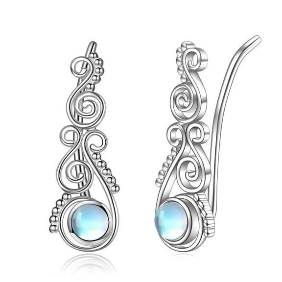 Spiral Ear Cuffs Earrings Jewelry Gifts For Women 925 Sterling Silver Ear Climbers Ear Crawlers for Mother(Spiral)