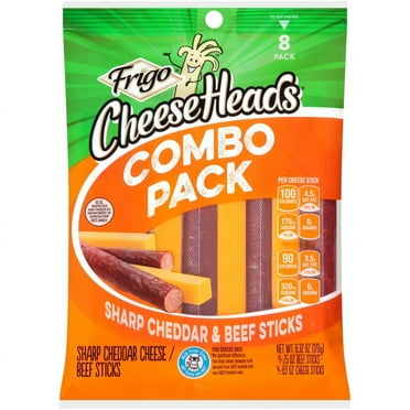 Frigo® Cheese Heads® Sharp Cheddar & Beef Sticks Combo Pack, 6.32 oz, 8 Count