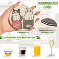 thumbnail image 2 of Yayeee 6 PCS Drink Coasters with Holder Set Woven Absorbent Round Tabletop Hot Pad, Black Chubby Cat, 2 of 7