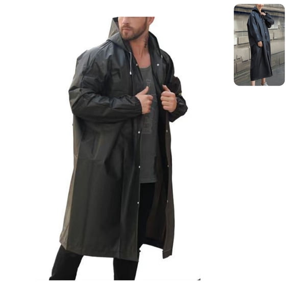 Unisex Long EVA Raincoat, Thick Waterproof Hooded Rain Poncho, Reusable Adult Rain Jacket for Travel Outdoor Camping as shown_129