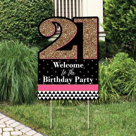 Chic Happy Birthday Pink Black and Gold  Party  