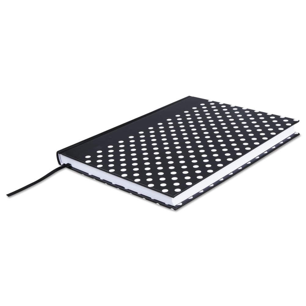 Universal Casebound Hardcover Notebook, Wide/legal Rule, Black/white Dots, 10.25 X 7.68, 150 Sheets