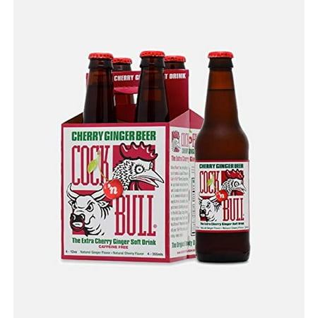 Cock N Bull Cherry Ginger Beer | One 4 Pack (12 fl oz Bottles) | Made with Real Sugar and 100% Natural Ginger and Cherry Flavor | Makes a Delicious Party Punch, Brunch Cocktail or Tangy Cherry (Best Tasting Bottled Beer)