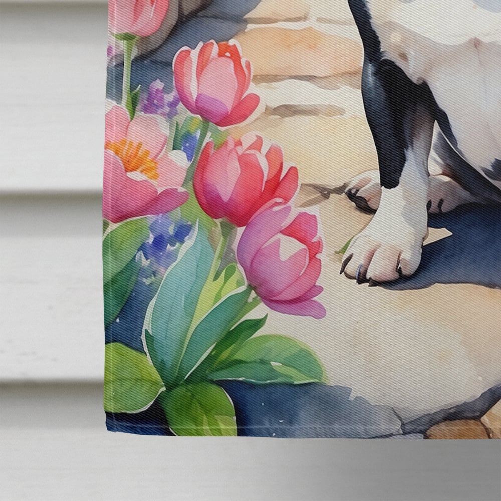 French Bulldog Spring Path House Flag 28 in x 40 in
