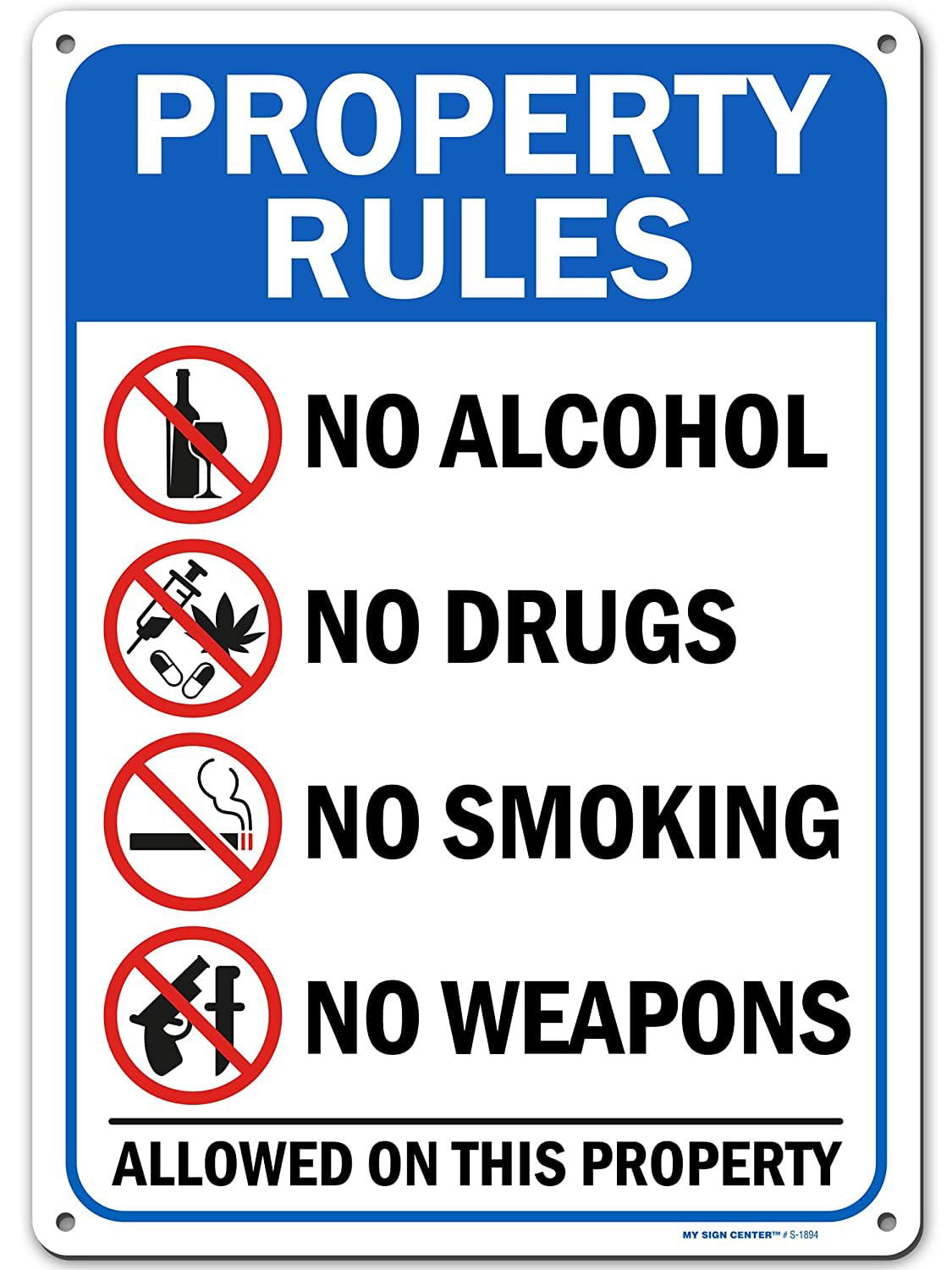 No Weapons Cameras Video Cell Phone Sign 12" x 18" Heavy Gauge Aluminum Signs 