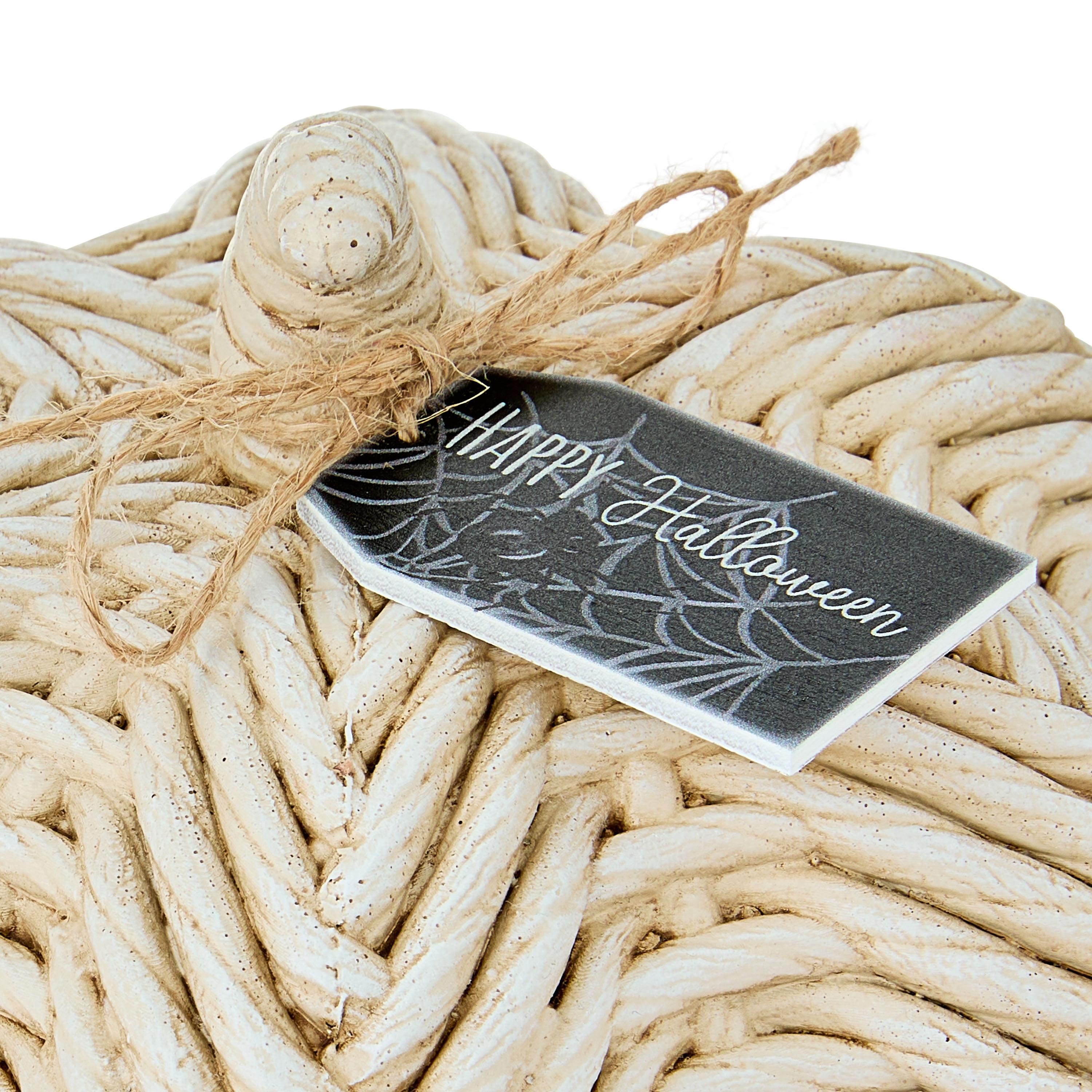 Woven-Texture Resin Pumpkin Tabletop Decor, White, 7.25", Halloween by Way To Celebrate