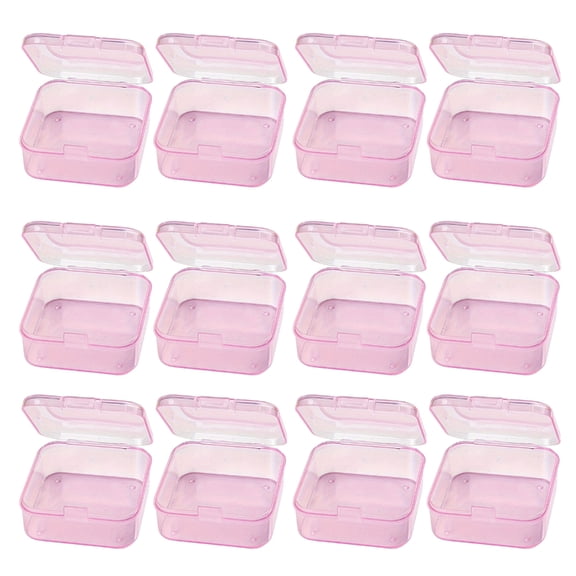 12Pcs Detachable Transparents Organizers Case Colorful Storage Box with Lid Multipurpose Stackable Square Boxes