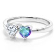 thumbnail image 2 of Gem Stone King 925 Sterling Silver Mercury Mist Mystic Topaz Ring Set with Moissanite (0.98 Cttw) (Size 9), 2 of 6