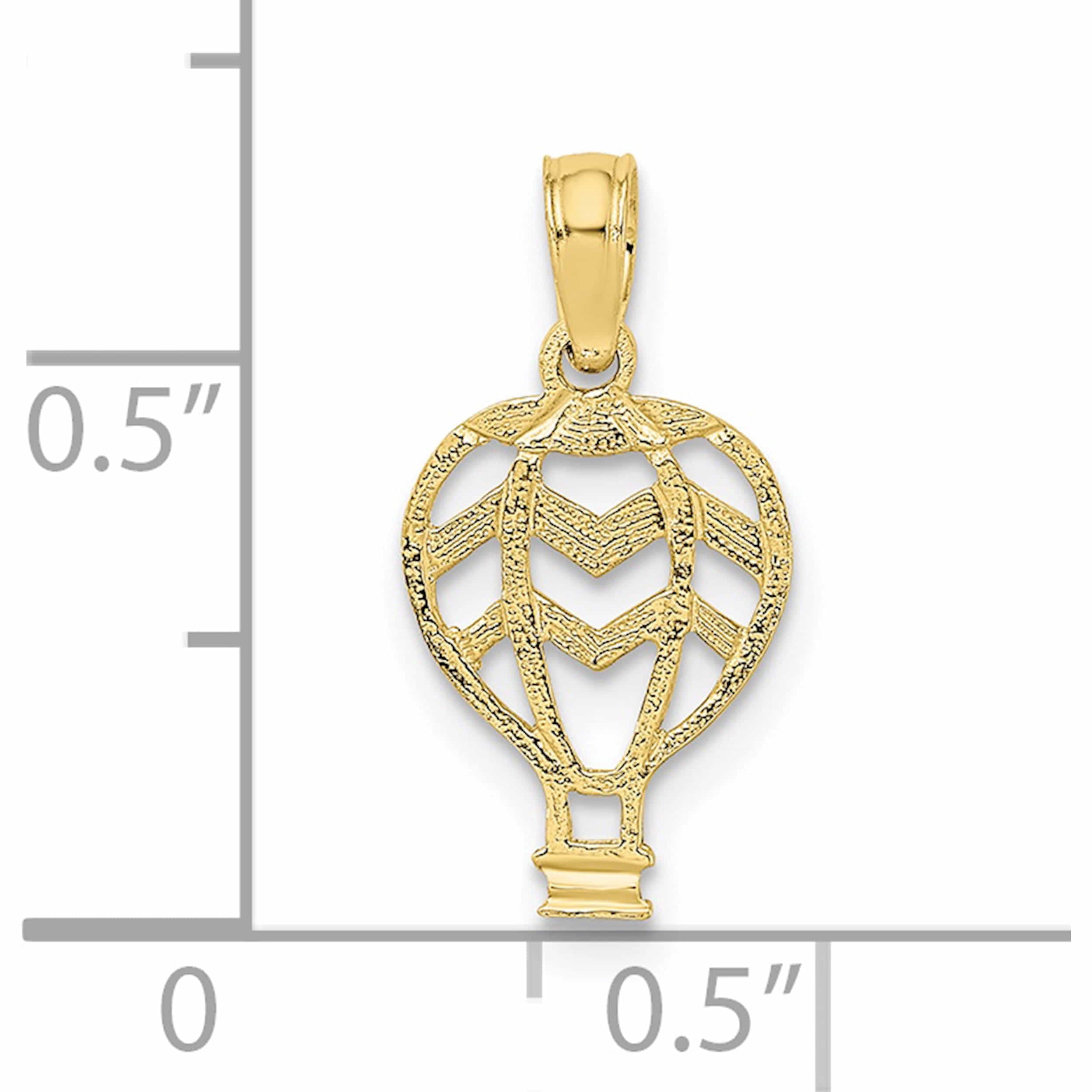10K Yellow Gold Cut-Out Flat Hot Air Balloon Charm (12.3 X 9.22) Made In United States -Jewelry By Sweet Pea