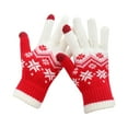 thumbnail image 2 of Dyfzdhu Women Touch Screen Gloves Warm Stretch Knitted Winter Warm Christmas Snowflakes Printing Golves Outdoor Red, 2 of 8