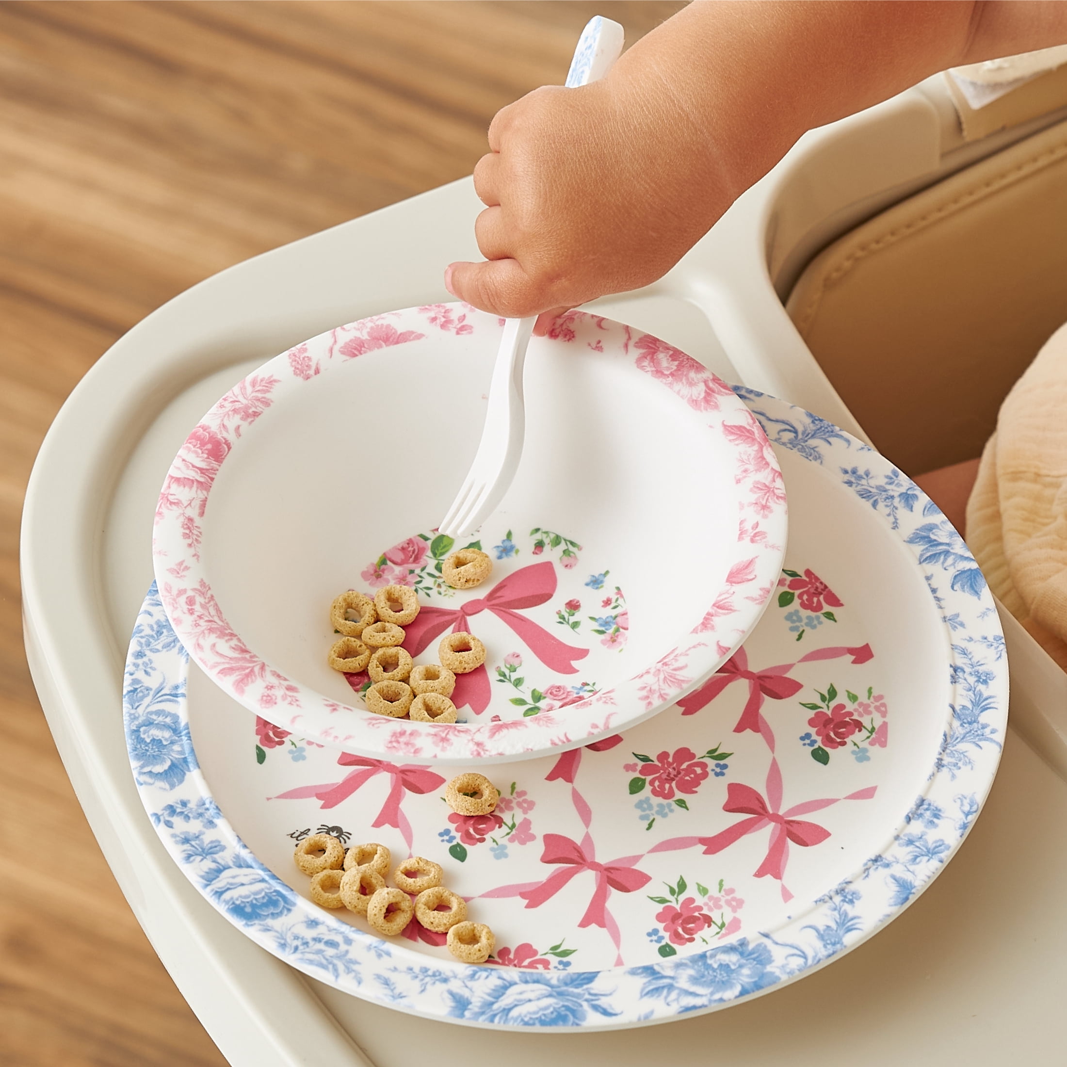 Itzy Bistro Set Ribbons & Roses Melamine Tableware for Kids