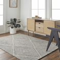 thumbnail image 6 of Hauteloom Tene Boho Diamond Hand Tufted Wool Natural Fiber Soft Oversized Area Rug - Traditional Trellis Carpet for Living Room, Bedroom, Dining Room - Natural Gray - 8'10" x 12' (9x12 Area Rug), 6 of 7