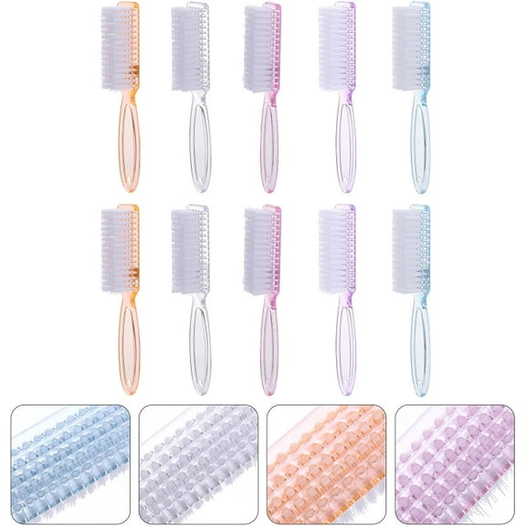 Handle Grip Nail Brushes, 10 Pieces Colorful Long Handle Nail Cleaning Brushes Fingernail Scrub Manicure Tool