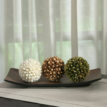 Hosley Set Of 4 Decorative Floral Orb And Tray Set 15 5 Long O3