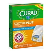 Curad SoothePlus Medium Non-stick Pads 3" x 4" - 10/Box - White