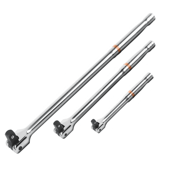 3 pzs Maneral Dado Cuadro 1/2'' 3/8'' 1/4'' Mango Articulado Malubero Plata
