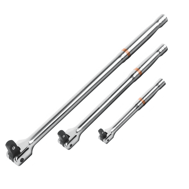 3 pzs Maneral Dado Cuadro 1/2'' 3/8'' 1/4'' Mango Articulado Malubero Plata