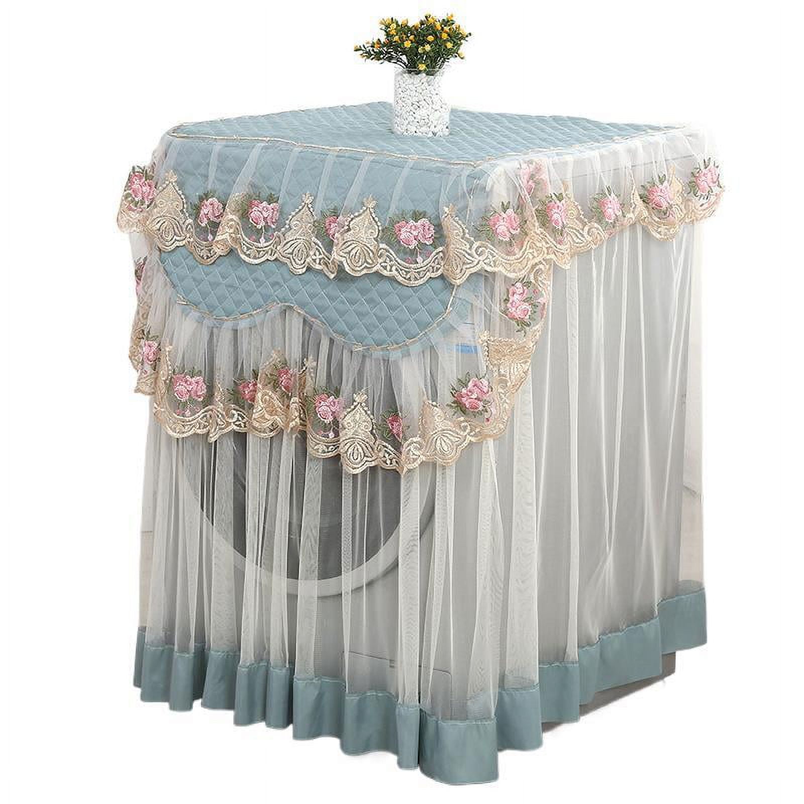 ERDOUY 1 piece European lace universal edition sunscreen fabric drum washing machine dust cover decoration (brown)