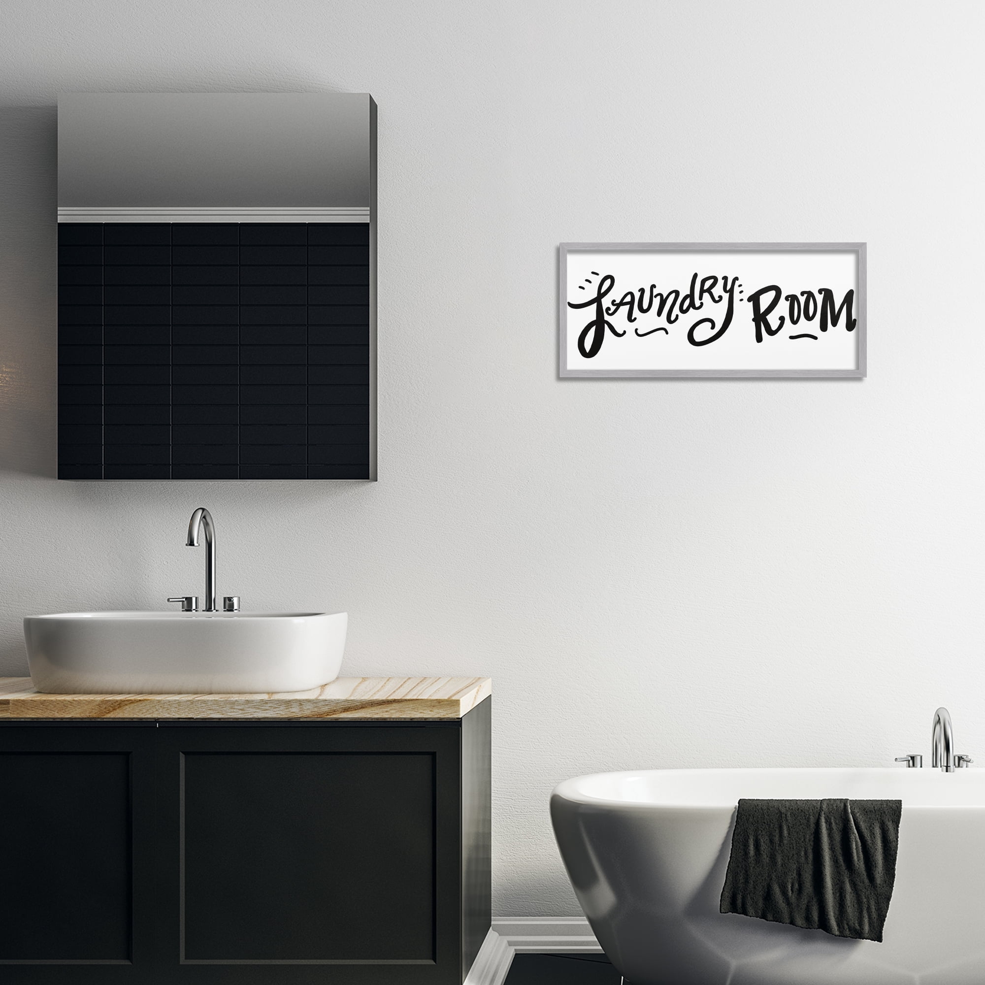 Stupell Industries Laundry Room Fun Typography Gray Framed Giclee Art, design by SD Graphics Studio