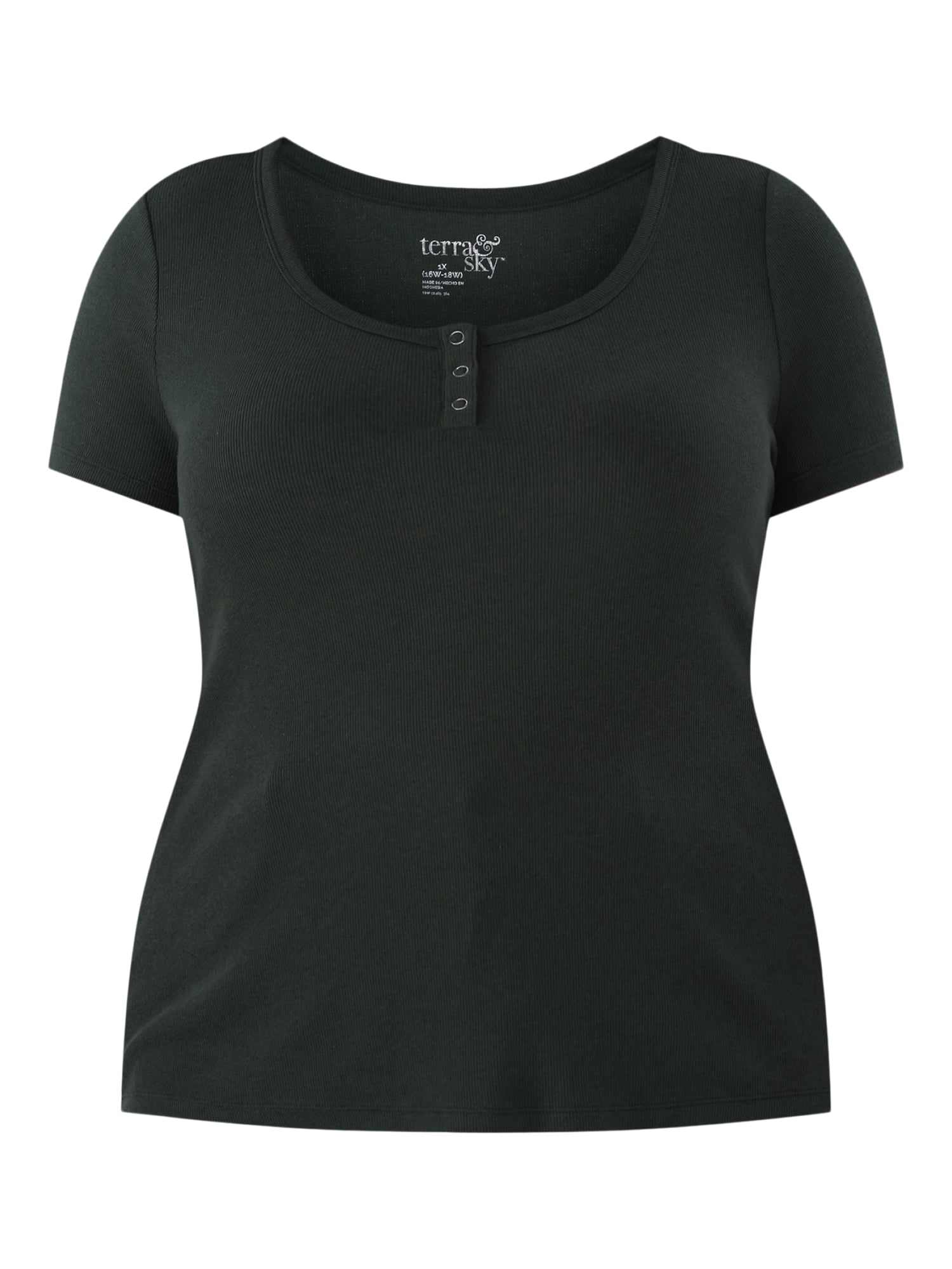 Terra & Sky Women’s Plus Rib Tee, Sizes 0X-5X