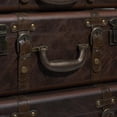 thumbnail image 6 of DecMode 18" x 6" Brown Faux Leather Nesting Upholstered Trunk with Vintage Gold Accents and Studs, 3-Pieces, 6 of 17