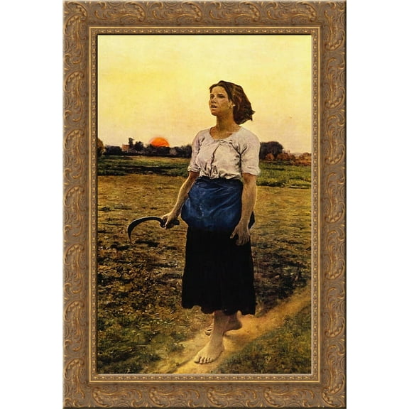 The Song of the Lark 24x18 Gold Ornate Wood Framed Canvas Art by Jules Breton