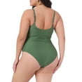 thumbnail image 4 of DARING DIVA Plus Size Tummy Control Cutout High Waisted Swimwear 4X Army Green, 4 of 5