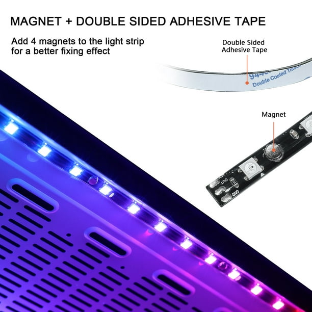 Vetroo LED Light Strip Lights 15LEDs for Modding PC Case M/B with 3pin 5V RGB Header Compatible with Asus Aura, Asrock RGB Led, Gigabyte RGB Fusion, MSI Mystic Light (Single) -