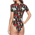 thumbnail image 4 of Haiem Red Mushrooms Women's Crew Neck Short Sleeve Bodysuit Tops Stretchy Slim Basic-Medium, 4 of 9