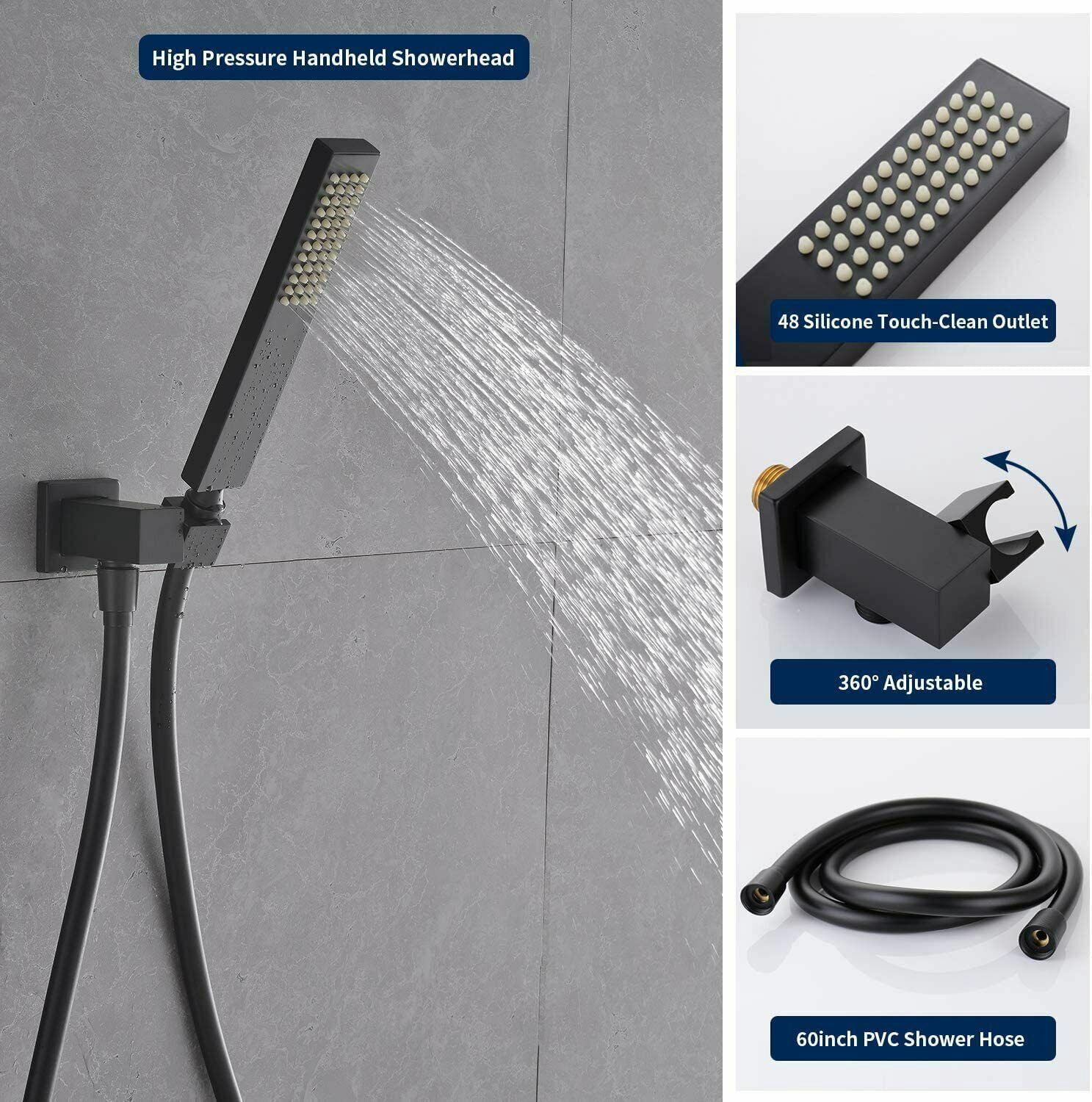 Thermostatic Shower Faucet Set 8"LED Rain Shower Head Combo Massage Mixer System