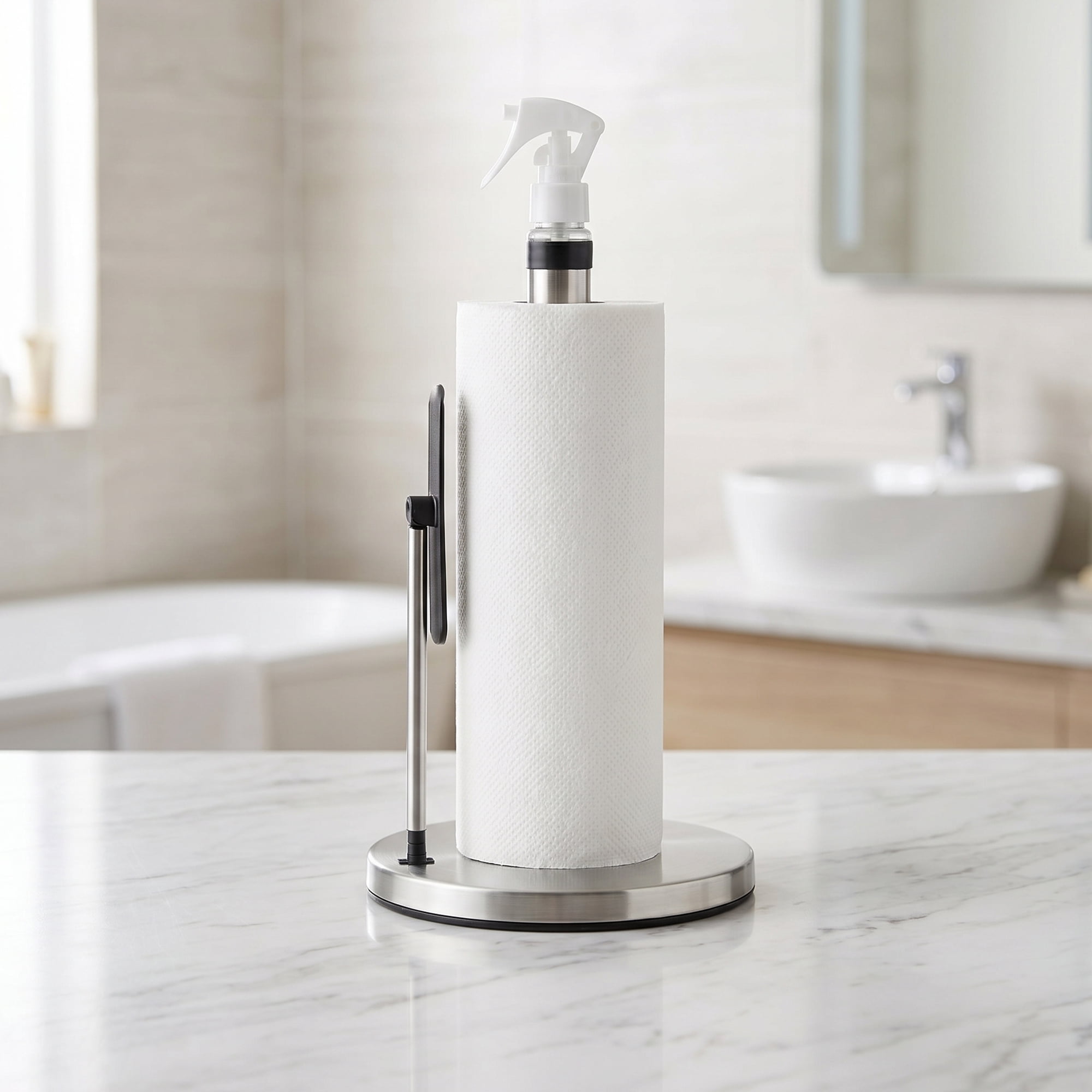 Unique Bargains Countertop Base Stainless Steel Paper Towel Holder Natural 14.4x7.1inch