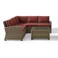 thumbnail image 4 of Crosley Furniture Bradenton 4-Piece Outdoor Wicker Seating Set with Sangria Cushions - Right Corner Loveseat, Left Corner Loveseat, Corner Chair, Sectional Glass Top Coffee Table, 4 of 20